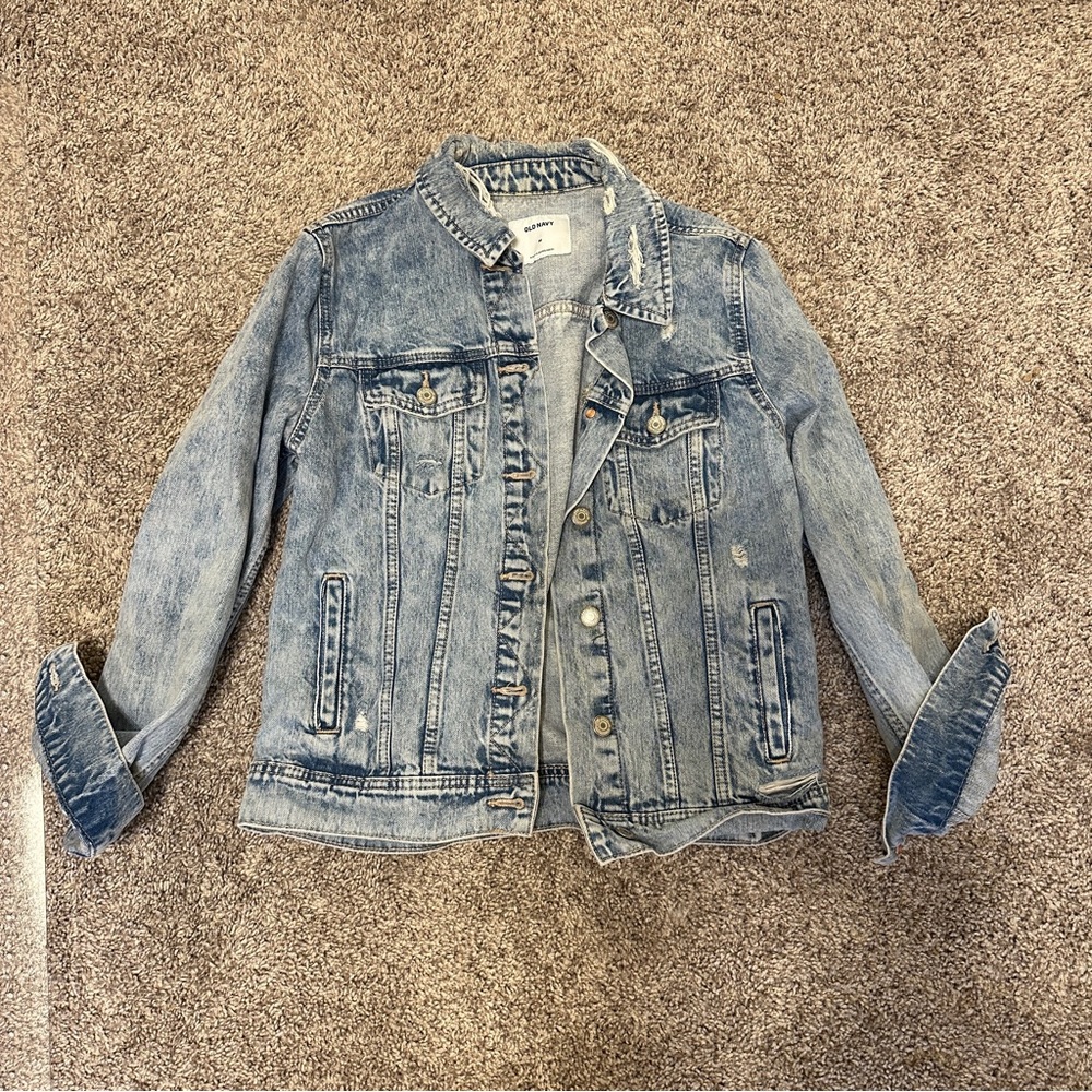 Old Navy Light Blue Distressed Denim Jacket